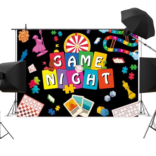 Newsely Game Night Backdrop 7Wx5H Photography Game Party Decorations Chess Card Playing Card Party Supplies Gamble Gaming ...