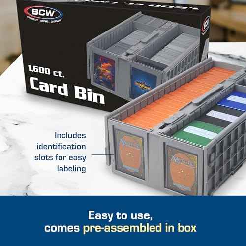 BCW Collectible Card Bin ? (2-Pack, Gray) | Holds up to 1600 Cards | Plastic Storage Box for Pok?mon, MTG & Sports Cards