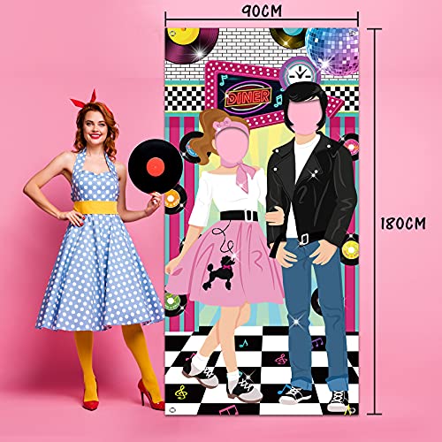 Irenare 50s Party Decorations for Parties, Large 50's Photo Diner Backdrop, Back to 50's Rock and Roll Banner Backdrop, 19...