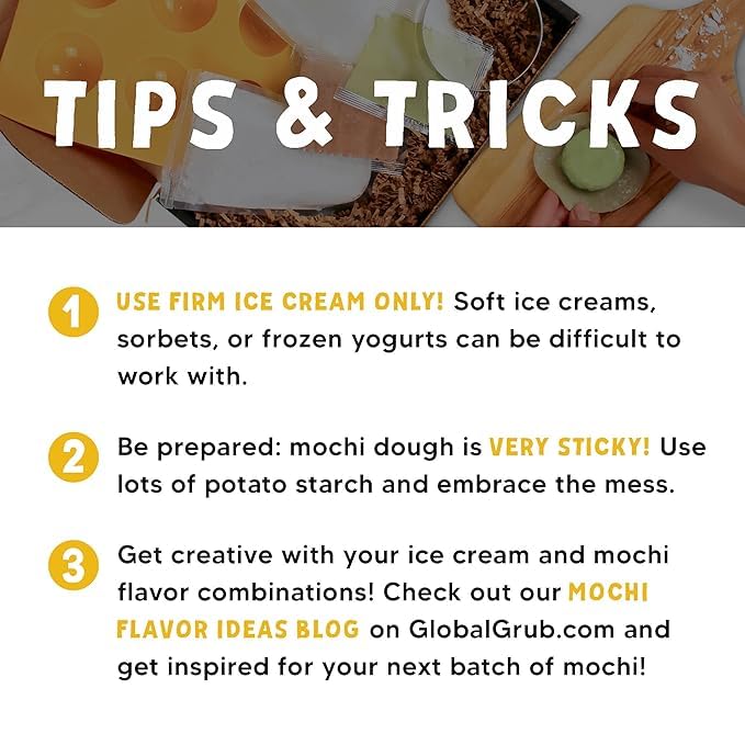 Global Grub Original DIY Mochi Ice Cream Kit - Kit Includes Sweet Rice Flour, Potato Starch, Matcha Powder, Cocoa Powder, ...