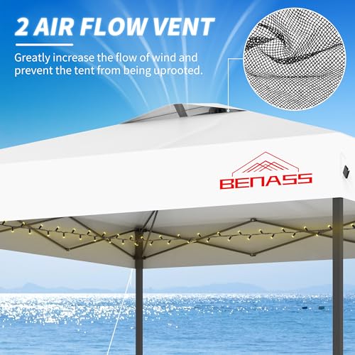 10x10 Pop Up Canopy with Sidewalls, Easy Up Canopy Tent, Heavy Duty Tents for Parties, One Person Set Up Event Tent, White