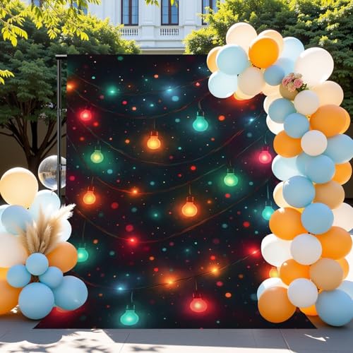 Photography Backdrops Colorful String Lights Against Dark Bokeh Effects Photo Backdrop Photography Background for Portrait...
