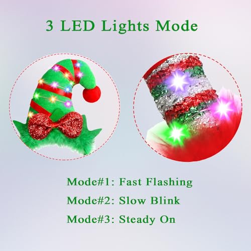Farochy Christmas Elf Headband - Christmas LED headband Xmas Headband Christmas Elf Headpiece Christmas Elf Hat Elf Hair hoop
