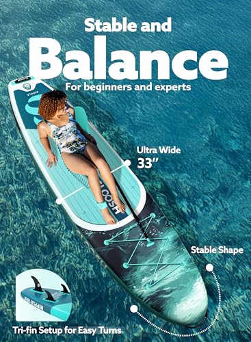 SLOOSH Inflatable Stand Up Paddle Board, 10'6" Paddle Boards with Premium Accessories, Non-Slip EVA Deck, Ultra-Light Carr...