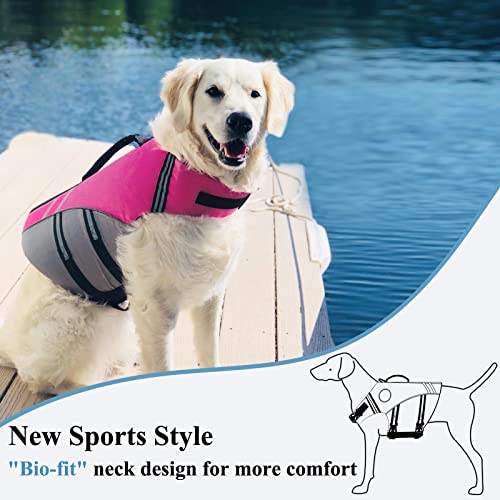 VIVAGLORY + Neoprene Dog Life Vest + Sports Style Dog Life Jacket, Swimming Vest with Handle, Ripstop & Buoyancy