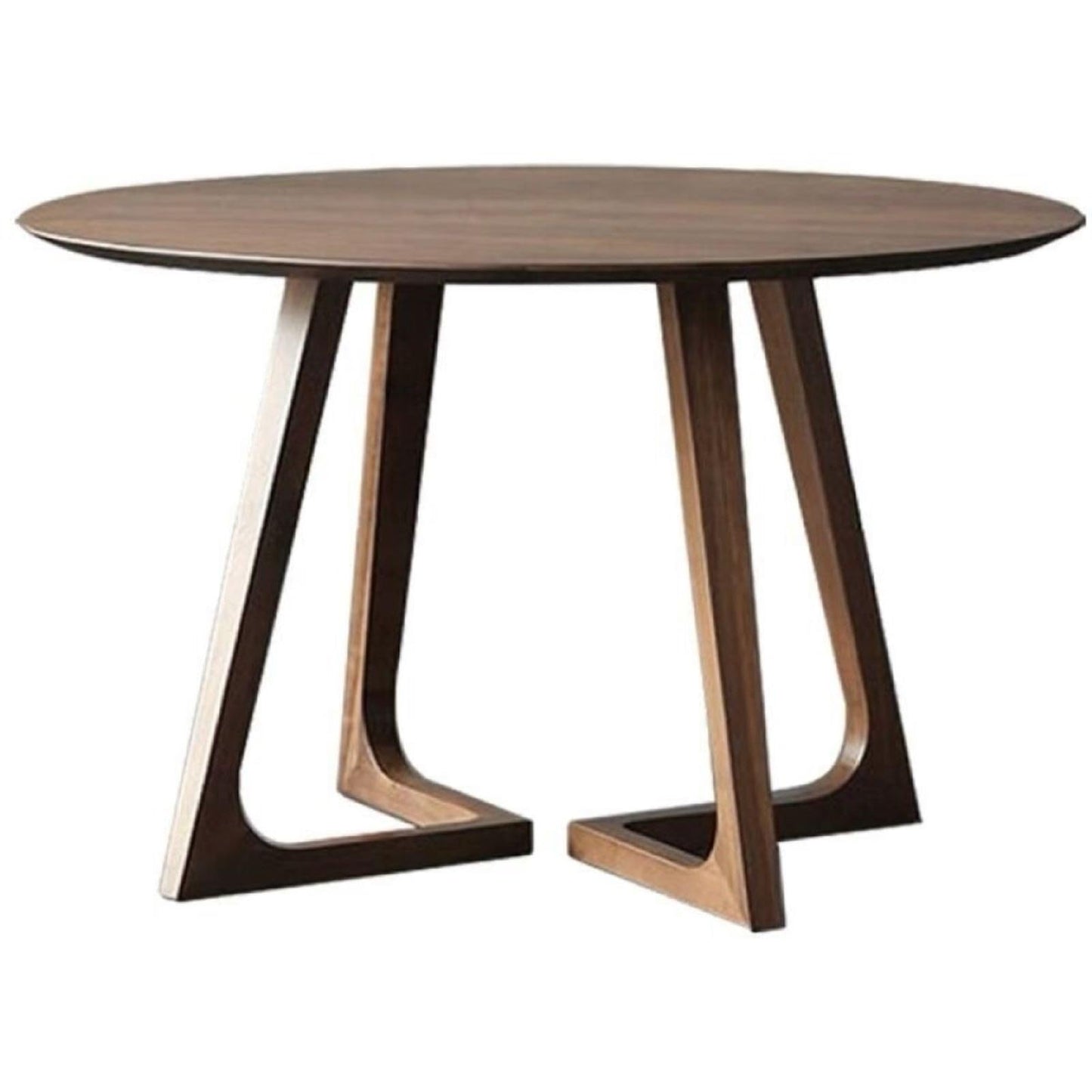 XOXUXOA 35" Round Dining Table - Solid Rubberwood Kitchen Table for Small Spaces, Modern V-Leg Design Seats 4, Walnut Wood Finish, Easy Assembly