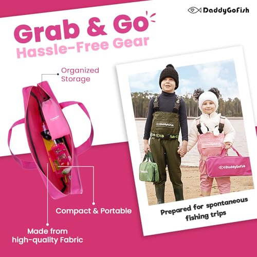 DaddyGoFish Kids Fishing Pole - Rod Reel Combo Tackle Box Starter Set - First Year Small Dock Gear Kit for Boys Girls Todd...
