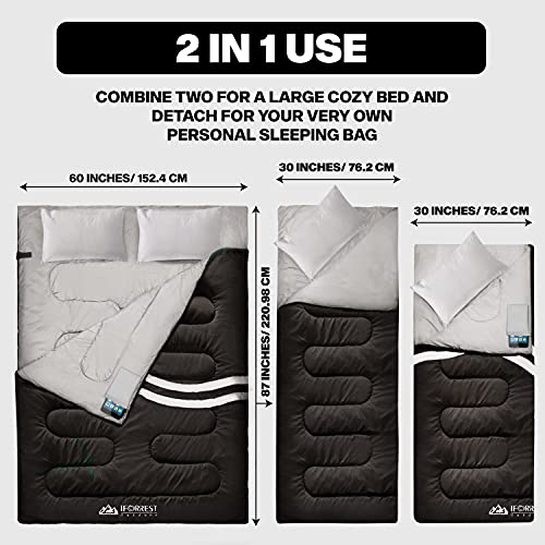 IFORREST Double Sleeping Bag for Adults - 2 Person Cold Weather(3-4 Seasons) Camping Bed, Extra-Wide & Warm - Queen Size XL
