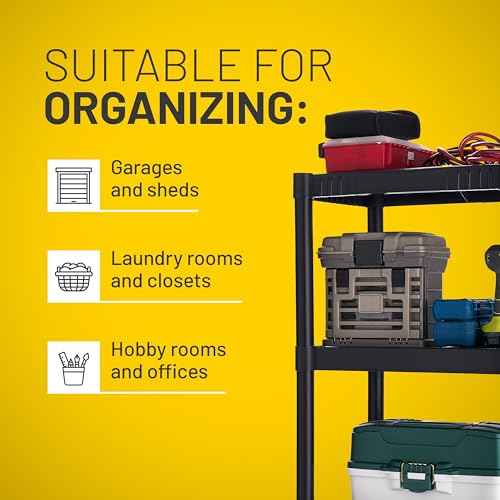 Plano 4-Shelf Plastic Storage Shelves, 48¡± x 23¡± x 14¡±, 200lb Capacity, Pantry, Office, Closet and Garage Shelves, Easy to Assemble, Durable Plastic Shelving Unit