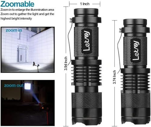 LETMY Tactical Flashlight, Super Bright LED Mini Flashlights with Belt Clip, Zoomable, 3 Modes, Waterproof - Best EDC Flas...