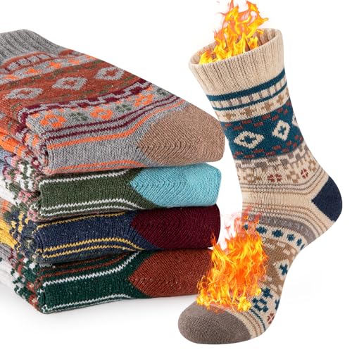 1 Pairs Plush Socks for Men Warm Thick Winter Hiking Cozy Knit Thermal Crew Socks