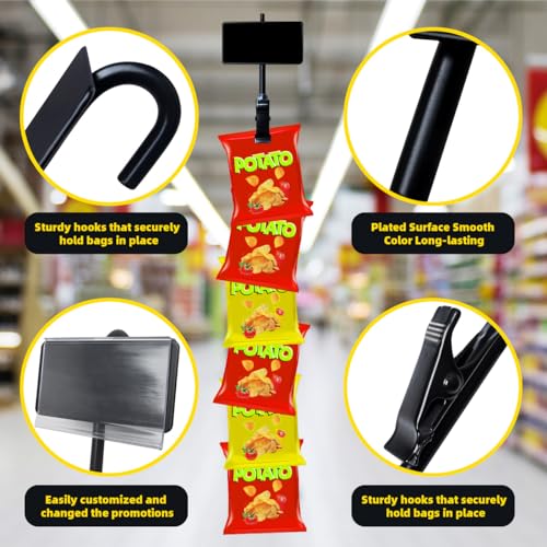 Hanging Merchandise Strips with Hooks Chip Display Rack Stands Potato Bag Holder for Retail Displaying Label Headers Greet...