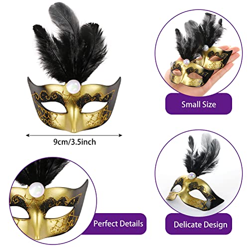 LIYDE 12PCS Mini Masks for Mardi Gras Decoration Masquerade Party Decoration Mini Decorative Masks for Table Decor/Cupcake...