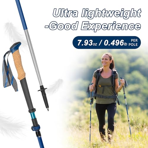 Trekking Poles, Collapsible Hiking Poles,Lightweight and Compact Walking Sticks with Adjustable Height for Men and Women