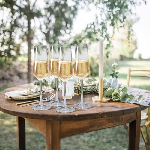 PARACITY Champagne Flutes, Champagne Glasses Set of 4, Elegant 8.5oz glass champagne flutes, Gift for Birthday, Wedding, C...