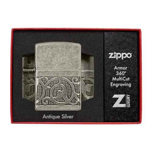 Zippo Pattern Armor Antique Silver Pocket Lighter