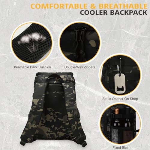 Tactical Backpack Cooler, 25L Cooler Backpack Insulated Leak-Proof, Heavy Duty Large Lunch Backpack, Waterproof Ice Chest ...