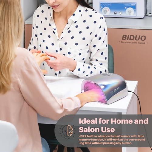 52 Beads Professional Nail Lamp,Cordless LED UV Light for Gel Nails,Electroplated Mirror-Finish Inner Wall and Base Plate,Rechargeable 18000 mAh Battery,84W High Power (Holographic Silver)?