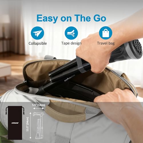 REHAND Walking Cane - Foldable, Adjustable, Collapsible Walking Canes for Men & Women, Heavy Duty All Terrain Tip, with Tr...