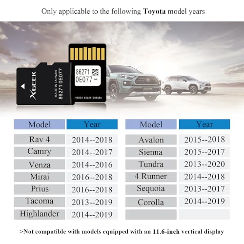 XGEEK 2025 Latest Navigation SD Card Map Update Accessories 86271 0E077 Compatible with Toyota Tacoma HighlanderRAV4 Tundr...