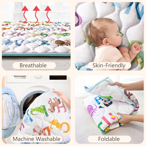 Beavtaens Baby Play Mat, 50x50 Playpen Mat with Super Soft Touch, Activity Mats with Upgraded Anti-Slip Bottom, Machine Wa...