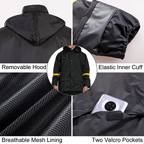 Classic Rain Suits for Men Breathable Rain Gear for Waterproof work, Hooded Coats Jacket and Pants