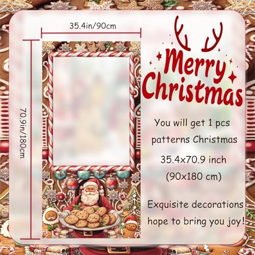WNSMYJDP Large Christmas Photo Booth Props Fun Frame Banner for Merry Christmas Party Decorations DIY Picture Props for Ho...