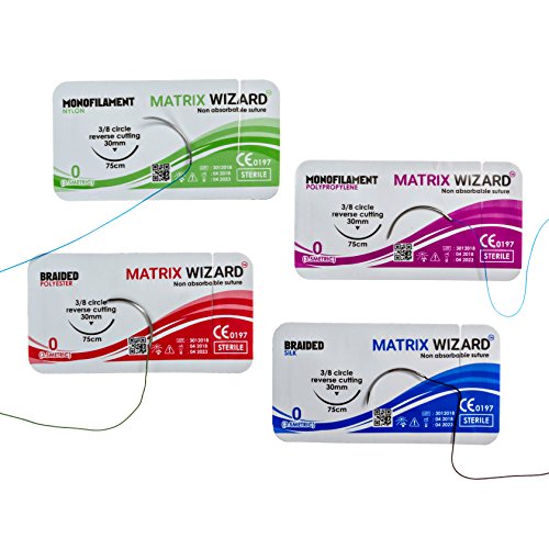 Sterile Sutures Thread with Needle Plus Tools - First Aid Field Emergency, Trauma Practice Suture Kit; Taxidermy; Medical,...