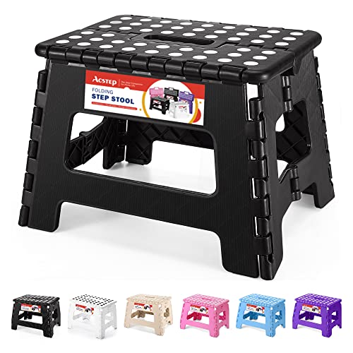 ACSTEP Folding Step Stool 9'' Tall Kids Step Stool Holds Up to 300 lb Plastic Foldable Step Stools for Kids Non-Slip Surfa...