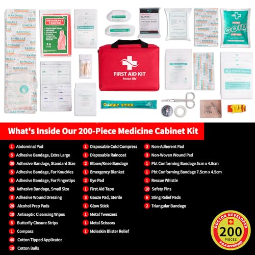 Protect Life Business First Aid Kit, Emergency First Aid Kit for Office Setting, Medical Kit Supplies, First Aid Kits for ...