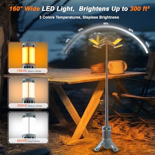 Camping Lights, Rechargeable Telescopic Camping Lights with Stand,12,000mAh Camping Lanterns & Lights with RGB, Magnetic B...