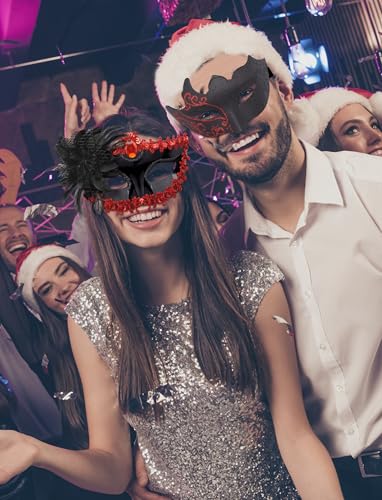 SIQUK 8 Pieces Couple Masquerade Masks Set Venetian Party Mask Costume Mask