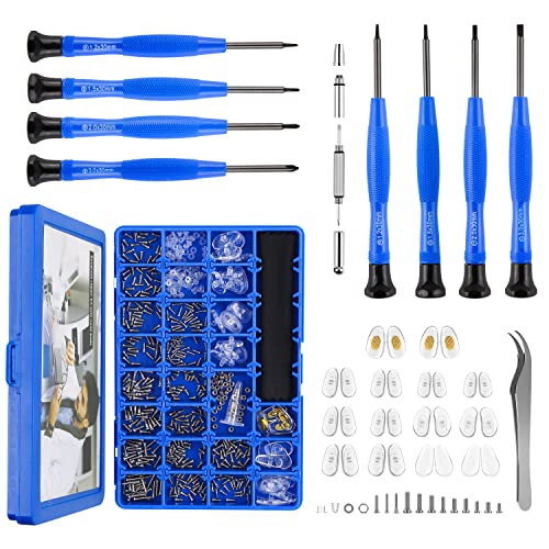 Upgrade Version Magnetic Eye Glass Repairing Kit, Eyeglass Repair Tool Kit with Compact Screw Box Include Nose Pads, Preci...