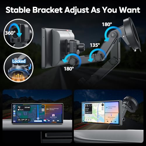 JATAZA 10.26" Wireless Apple Carplay Screen for Car, Secure Strong Bracket, Portable Apple CarPlay& Android Auto Car Stere...