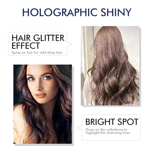 Ragkun Body Glitter, Body Glitter Spray, Glitter Spray for Hair and Body, Long-Lasting and Quick-Drying Silver Glitter Hai...