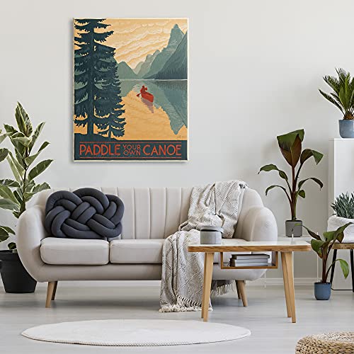 Stupell Industries Paddle Your Own Canoe Phrase Mountain Lake Adventure, Designed by Janelle Penner, 36 x 48, Canvas Wall Art