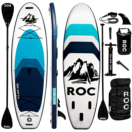 Roc Inflatable Stand Up Paddle Board 10' 6" with Premium SUP Paddle Board Accessories, Wide Stable Design, Non-Slip Comfor...