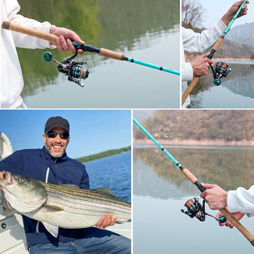 Sougayilang 7’ Fishing Rod and Reel Spinning Combo, 2 Piece Fishing Rod, Size 4000 Reel, Right/Left Handle Position, Suita...