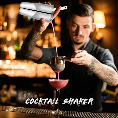 Nitial 6 Pcs 25 oz Stainless Steel Cocktail Shaker No Leaks Martini Shaker with Built In Strainer Bar Bartender Margarita ...