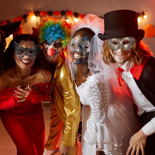 Chivao 60 Pcs Couple Masquerade Mask for Women Men Bulk Unisex Vintage Venetian Mask for Graduation Prom Ball Antique Costume