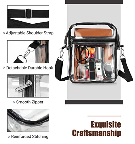 MoKo Clear Bag Stadium Approved for Women, Crossbody Bag Purse Adjustable Strap Shoulder Bags for Concerts Sports Events