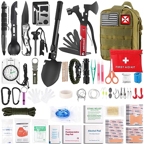 Survival Kit 256 in 1, First Aid Kit Survival Gear Tools Trauma Kit with Molle Pouch for Outdoor, Camping, Hunting, Hikin...