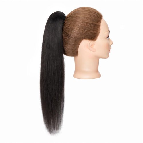 TESS Human Hair Claw Clip Ponytail Extension Real Remy Hair long ponytail extension for Women Straight, 16 Inch, Natural Black