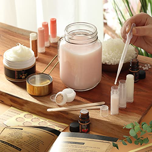 CraftZee 𝗣𝗥𝗘𝗠𝗜𝗨𝗠 Lip Balm Making Kit. DIY Lip Gloss Pack, Natural Beeswax, Shea Butter, Sweet Almond Oil, Essential...