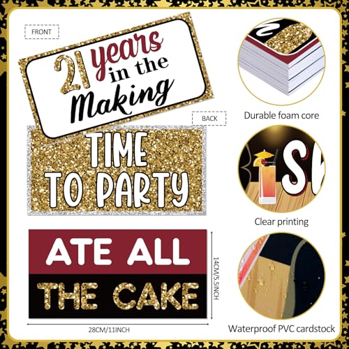 Beeveer 24 Designs 21 Birthday Photo Booth Props Double Sided 11x5.5 Inch Photo Booth Props 21th Bday Parties Decorations ...