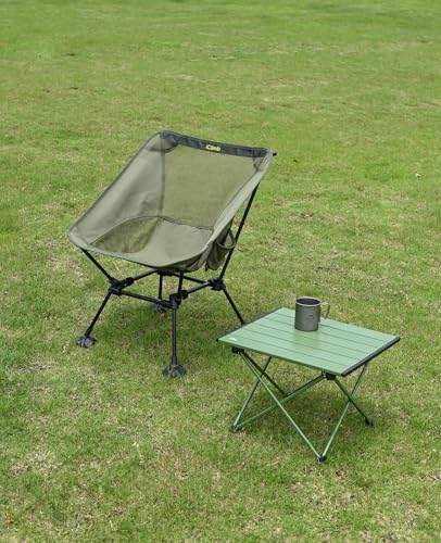 iClimb 1 Anti-Sink Large Feet Chair and 1 Two-Heights Light Compact Anti-Sinking Chair, Ultralight Compact for Adults Outd...