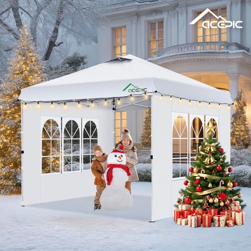Acepic 2Pcs Instant Canopy Tent Sidewalls for 10x10 Pop-Up Canopy, Garden Gazebo, 210D Oxford Fabric Waterproof, White (Ca...