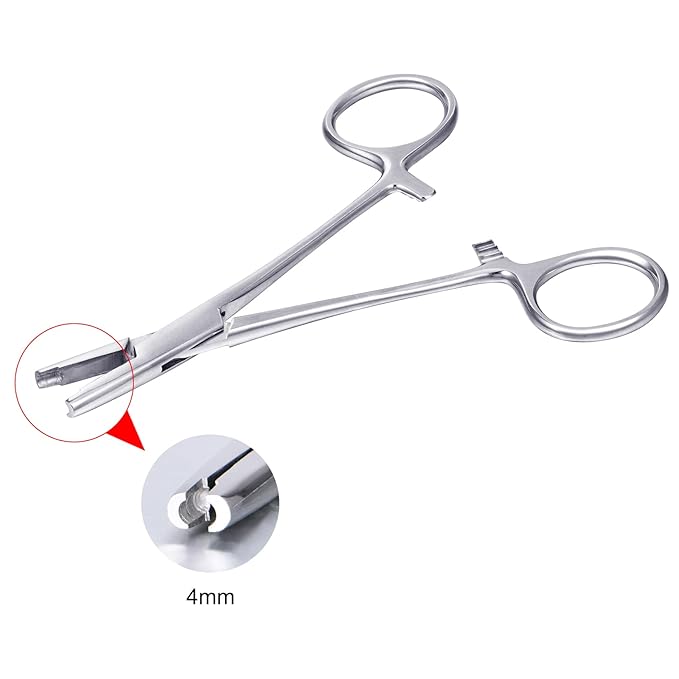 DJCIW 4mm Jaw Piercing Ball Removal Tool,Stainless Steel Dermal Anchor Forceps for Dermal Tops Unscrew or Screw Ball Pliers for Nose Septum Earrings Lip Ring