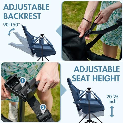Portal Hammock Camping Chair, Portable Outdoor Swinging Chairs, Rocking Chair for Adults with Adjustable Back and Height f...