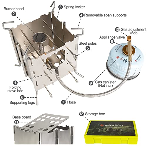 Hotdevil Camping Solo Stove Stainless ALL-Fuel Folding Backpacking Stove Single Burner Fire Pit Portable Butane Fuel Stove...